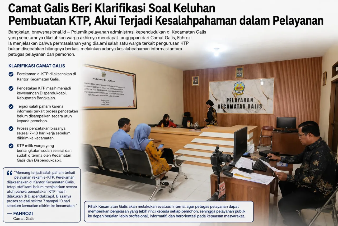Camat Galis Beri Klarifikasi Soal Keluhan Pembuatan KTP, Akui Terjadi Kesalahpahaman dalam Pelayanan