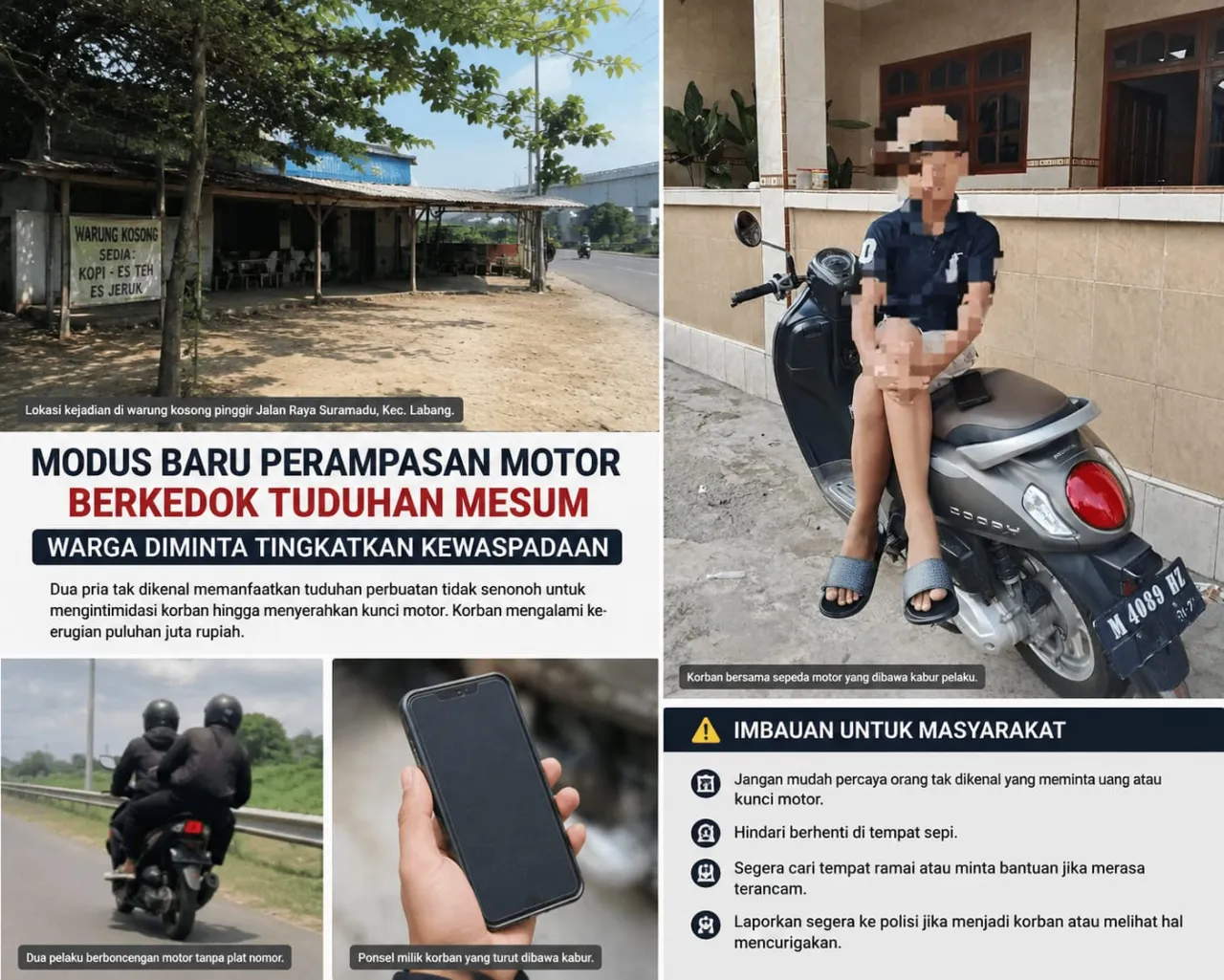 Modus Baru Perampasan Motor Berkedok Tuduhan Mesum, Korban Rugi Puluhan Juta