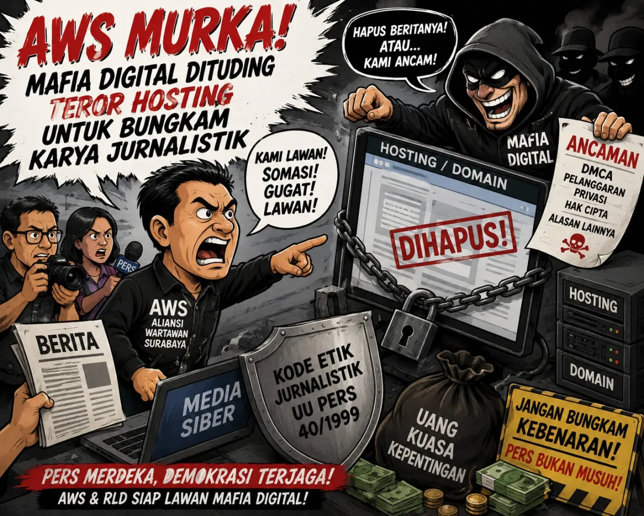 AWS Murka! Mafia Digital Dituding Teror Hosting untuk Bungkam Karya Jurnalistik