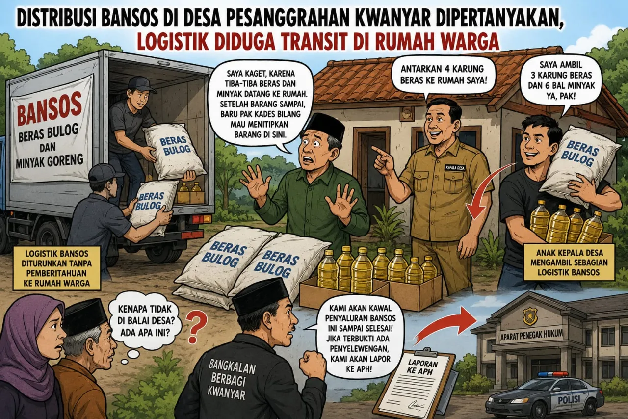 Distribusi Bansos di Desa Pesanggrahan Kwanyar Dipertanyakan, Logistik Diduga Transit di Rumah Warga
