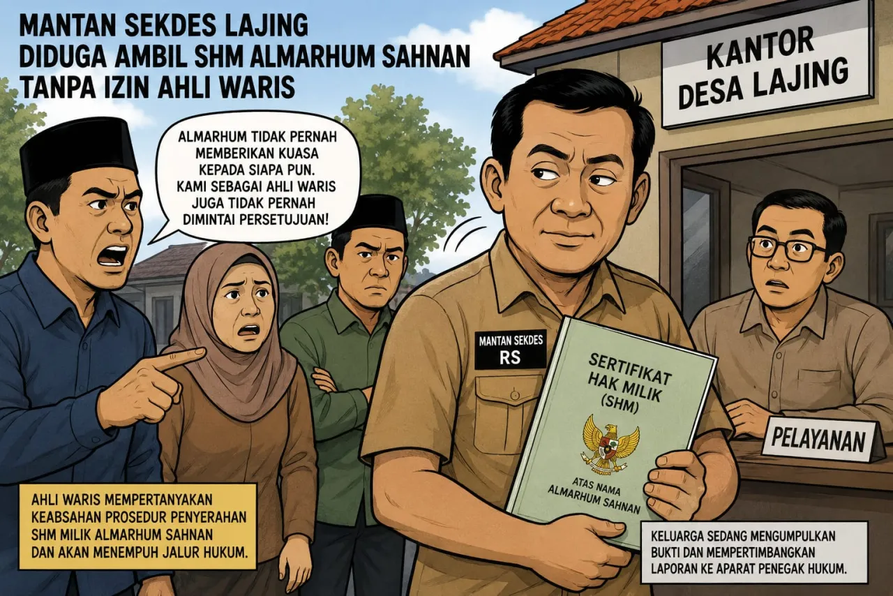 Mantan Sekdes Lajing Diduga Ambil SHM Almarhum Sahnan Tanpa Izin Ahli Waris