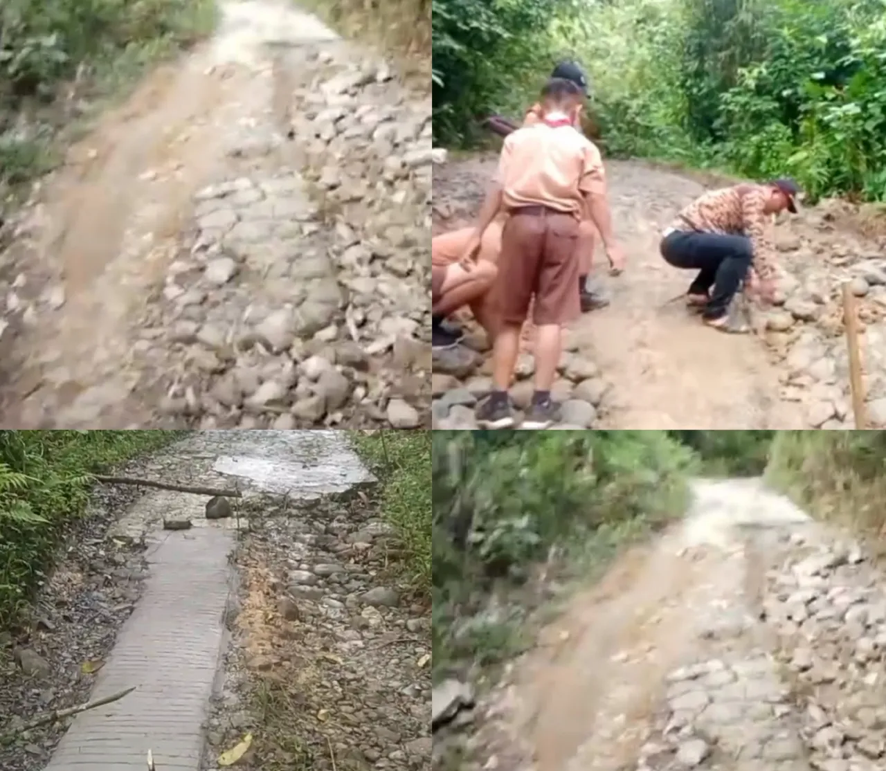 Masyarakat Ononamolo II-Hilimbaruzo dan sekitarnya  Gotong-Royong Perbaiki Jalan Rusak, Minta Perhatian Bupati Eliyunus