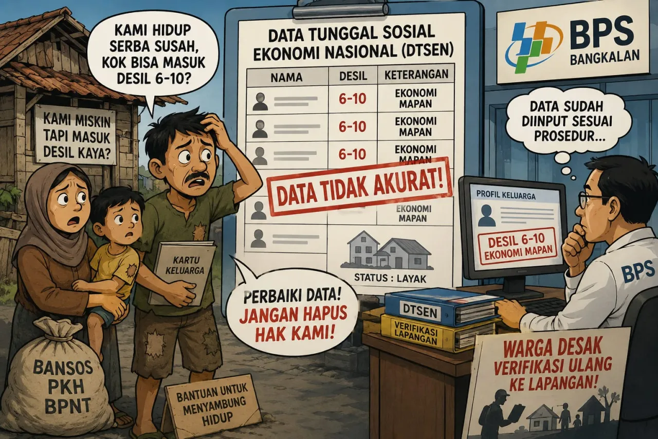 Data Amburadul! Warga Miskin Bangkalan Masuk Desil Kaya, Bansos Terancam Stop