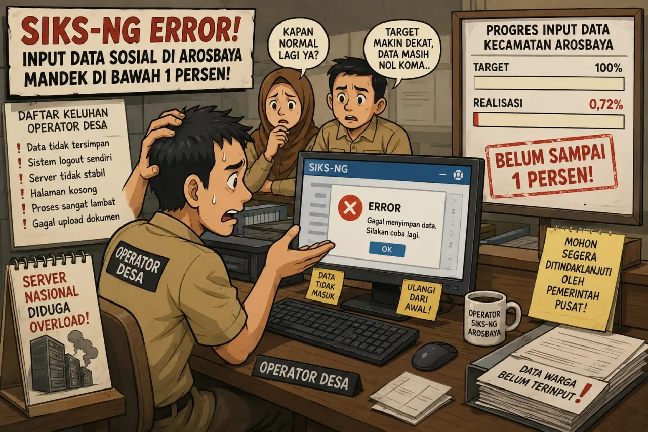 Aplikasi SIKS-NG Error, Input Data Sosial di Arosbaya Mandek di Bawah 1 Persen!