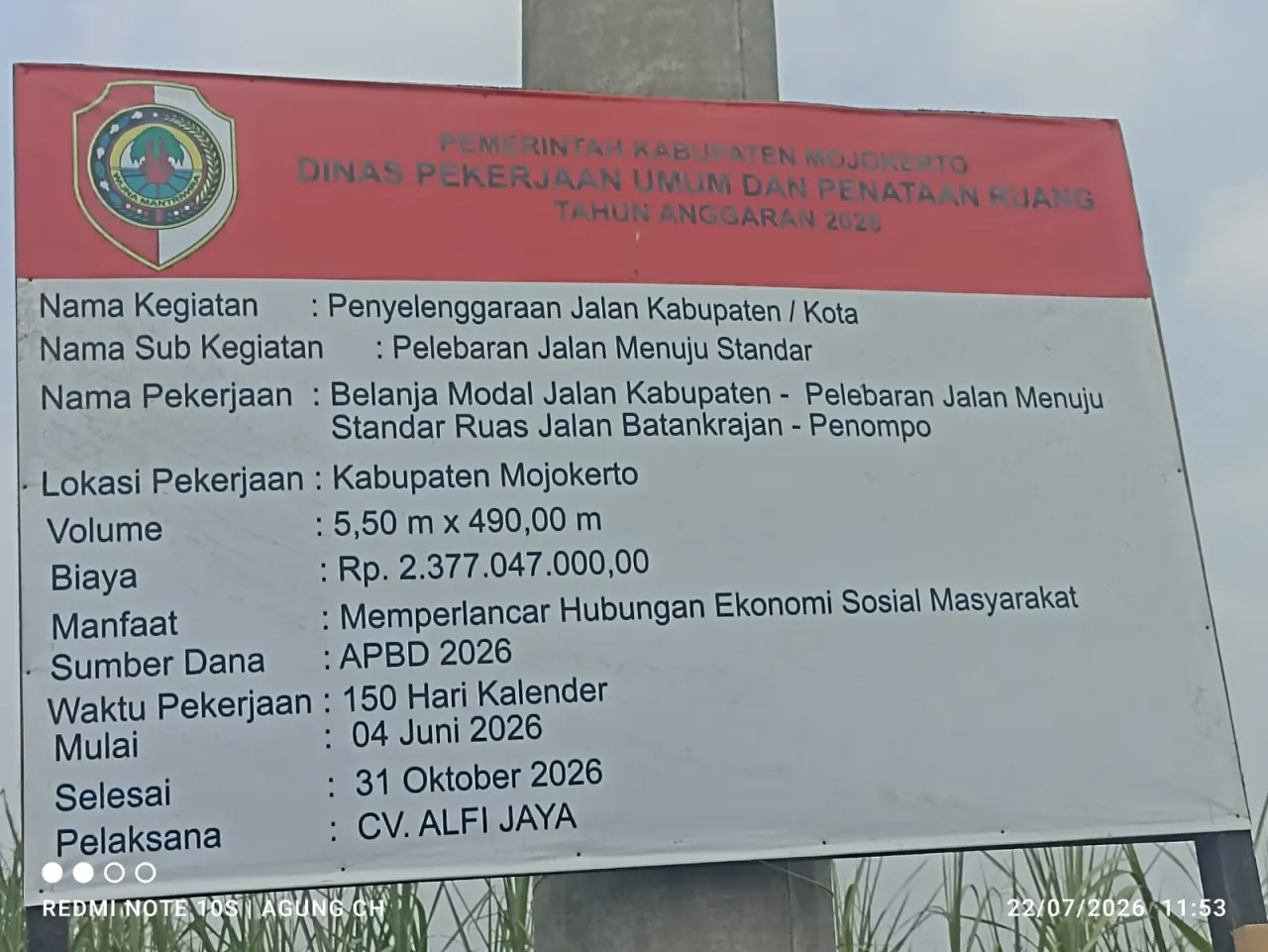 Pelebaran Jalan Batankrajan–Penompo: Langkah Nyata Pemkab Mojokerto Tingkatkan Infrastruktur