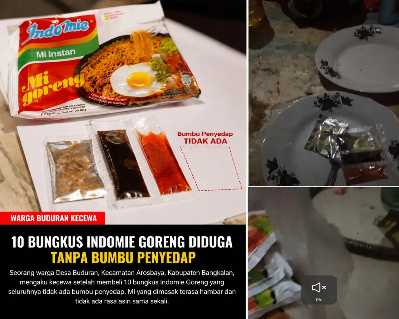 10 Bungkus Indomie Goreng Diduga Tanpa Bumbu Penyedap, Warga Buduran Pertanyakan Kualitas Produksi