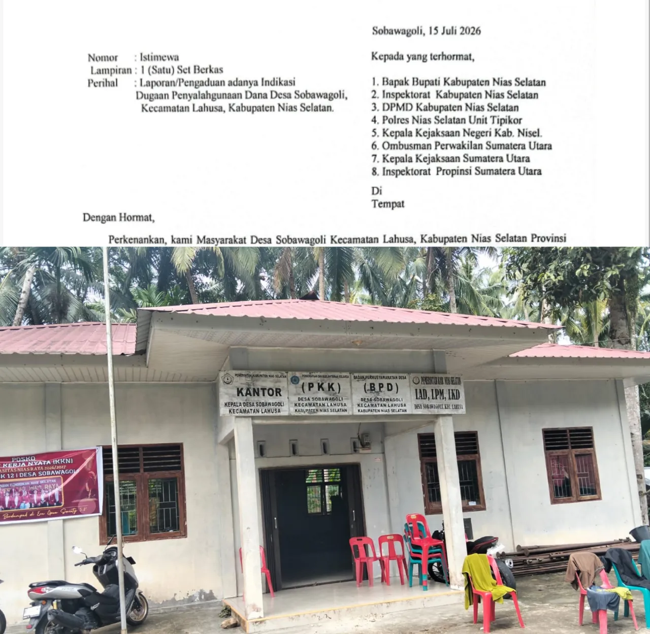 Lapor Pak Bupati " Diduga Ada Skandal Dana Desa, Masyarakat Minta Turunkan Inspektorat Audit Dana Desa Sobawagoli.