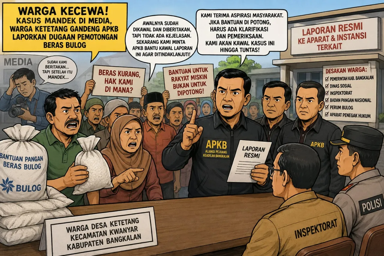 Kecewa Kasus Mandek di Media, Warga Ketetang Gandeng APKB Laporkan Dugaan Pemotongan Beras Bulog