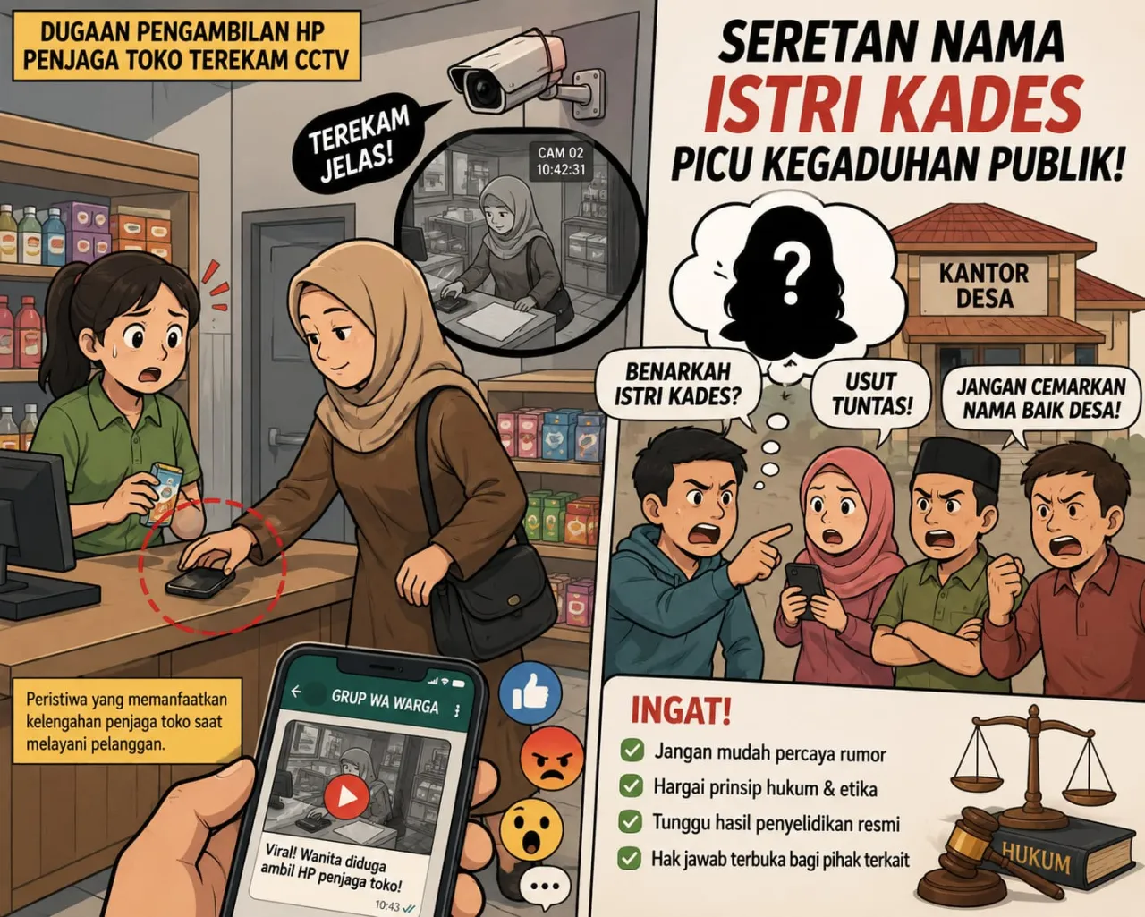 Dugaan Pengambilan HP Penjaga Toko Terekam CCTV, Seretan Nama Istri Kades di Bangkalan Picu Kegaduhan Publik