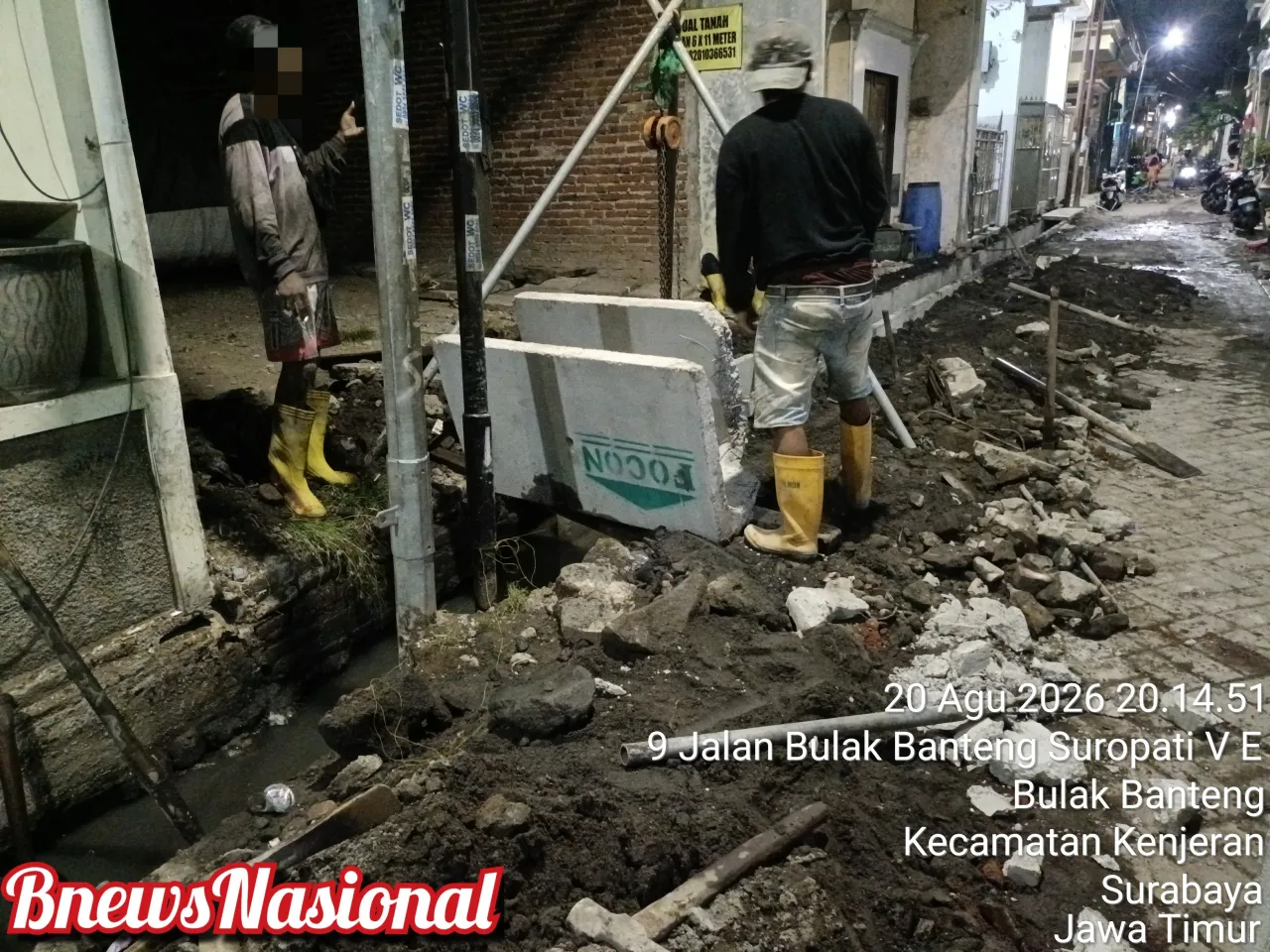 Proyek Saluran di Bulak Banteng Disinyalir Minim Pengawasan, Pekerja Mengaku Kerja Siang Malam