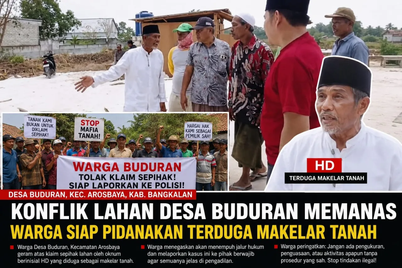 Konflik Lahan Desa Buduran Memanas Warga Siap Pidanakan Terduga Makelar Tanah Berinisial 