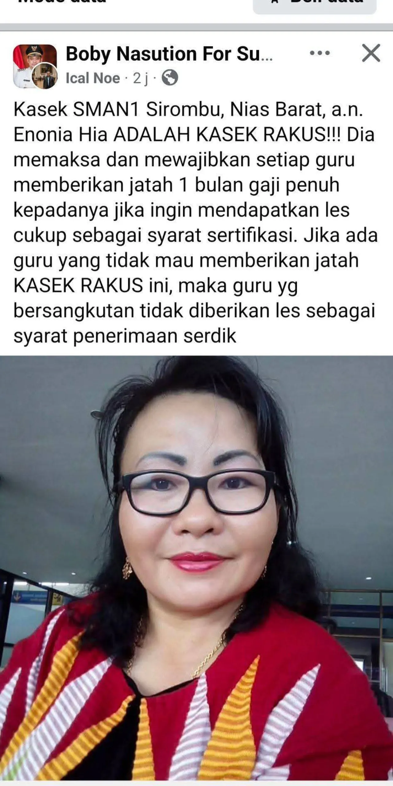 Heboh Pungli Sertifikasi di SMAN 1 Sirombu, Kadisdik Sumut Diminta Turun Tangan