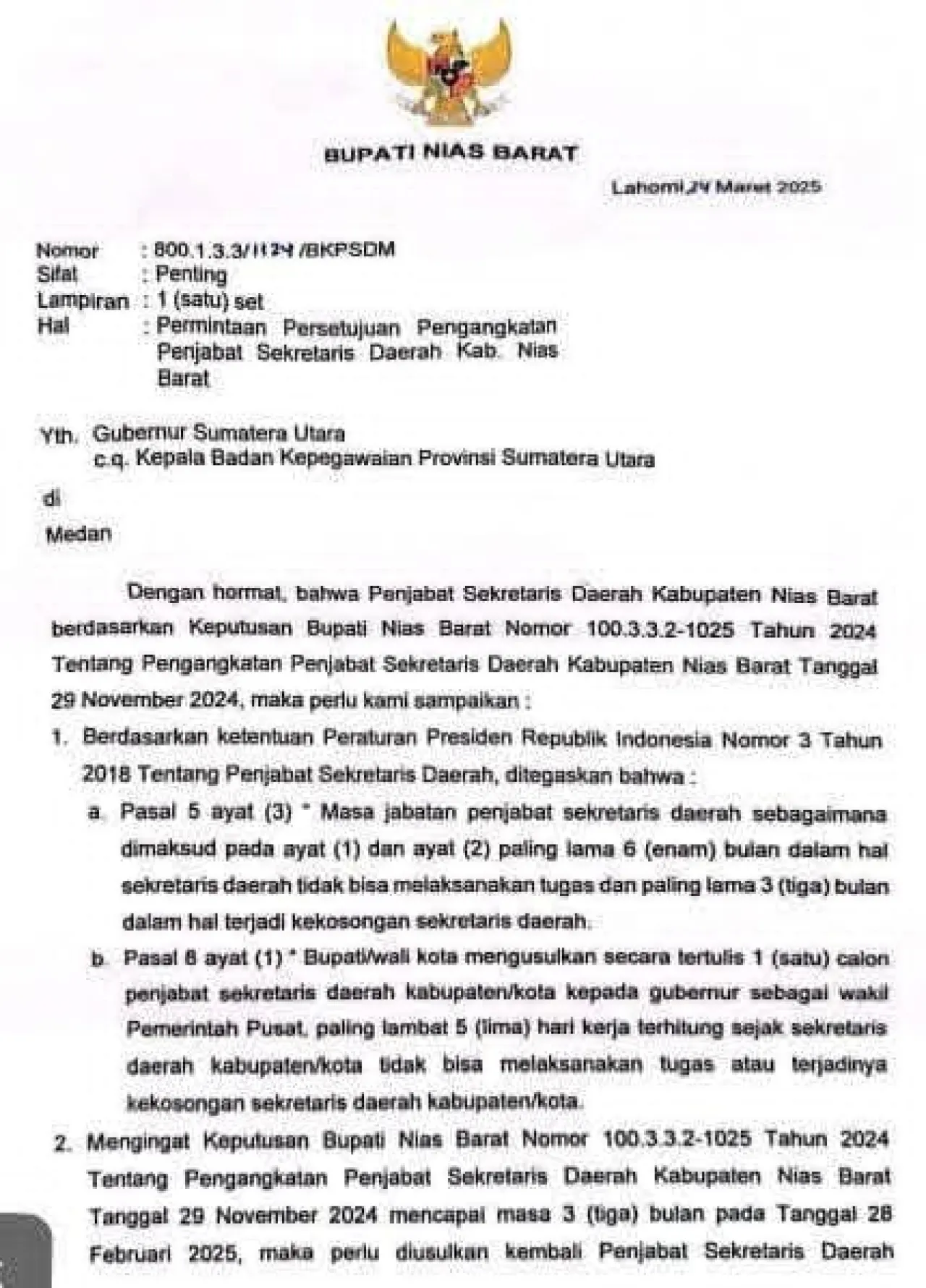 Doktor Dinias Barat Menggema Kepastian Isu Pj Sekda Belum Menjawab, DPRD Diam, Hak Konstitusional Terancam