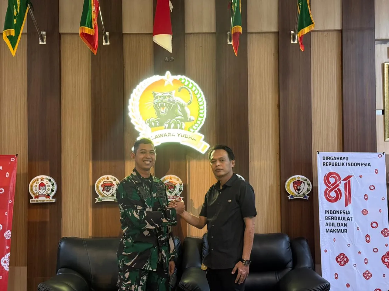 PLH Danyonif 509/Balawara Yudha Mayor Inf.Sigit Satria dan Mbah Semar Perkuat Sinergitas,Jaga Kondusivitas Wilayah JBR