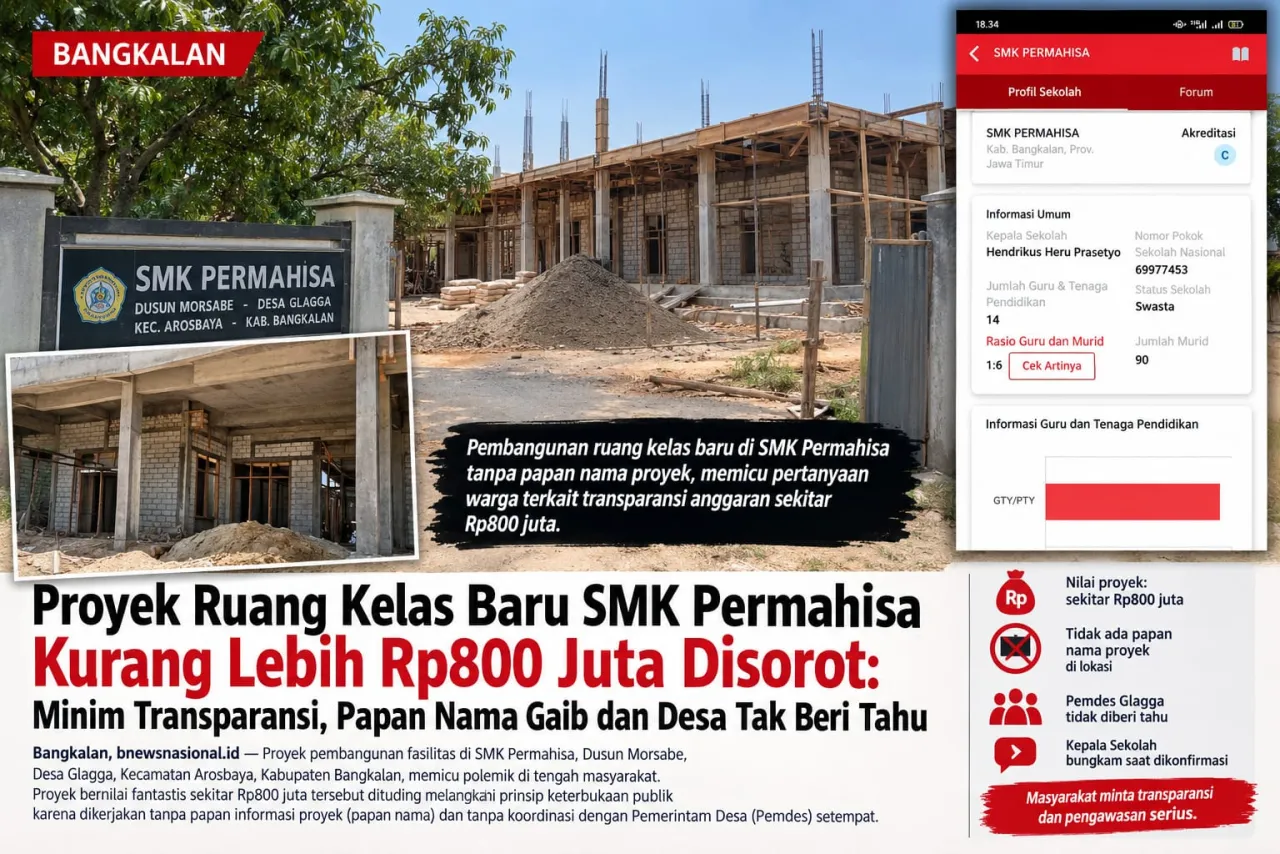 Proyek Rp800 Juta SMK Permahisa Disorot Warga: Tanpa Papan Nama dan Koordinasi