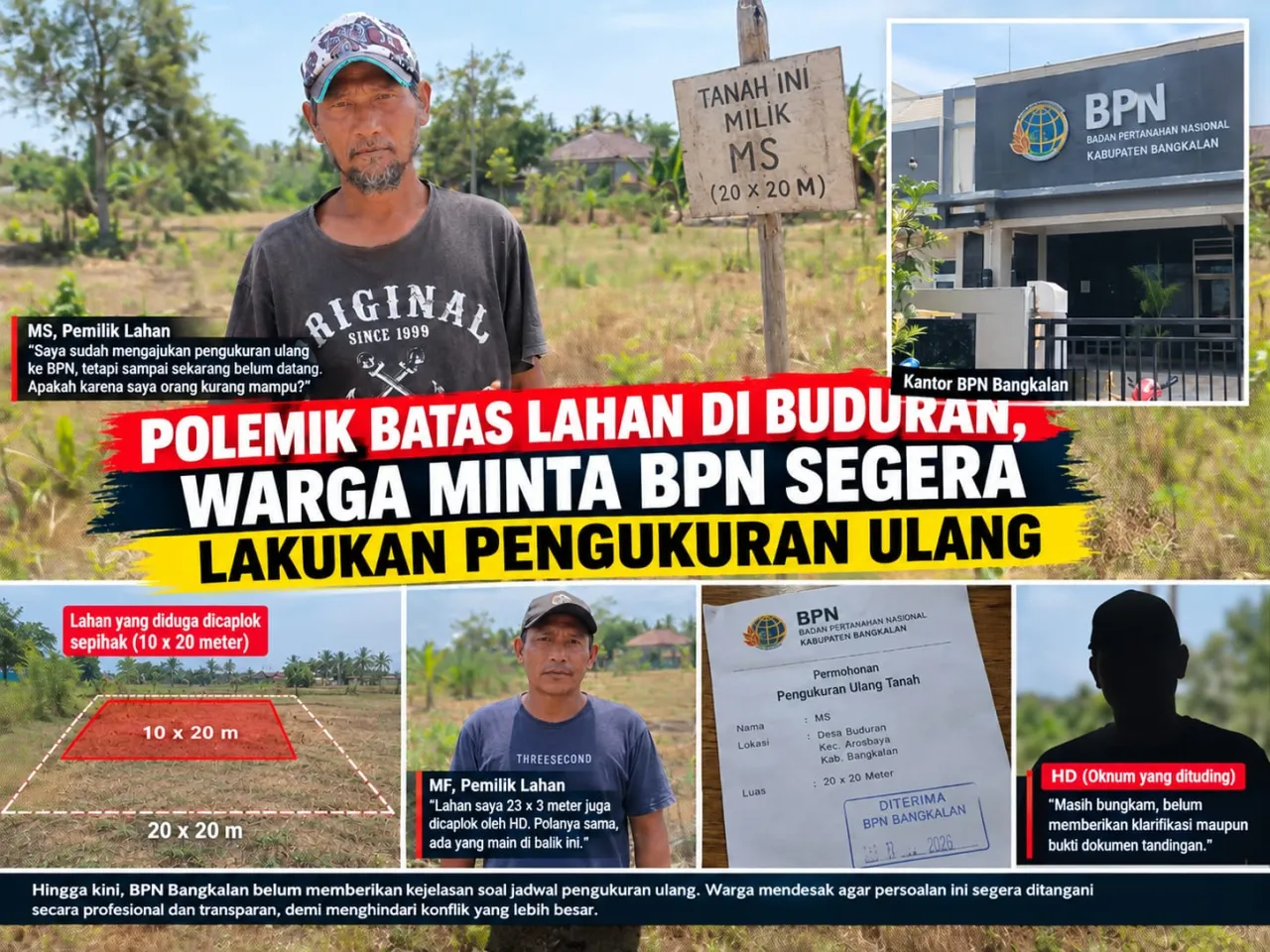 Polemik Batas Lahan di Buduran, Warga Minta BPN Segera Lakukan Pengukuran Ulang