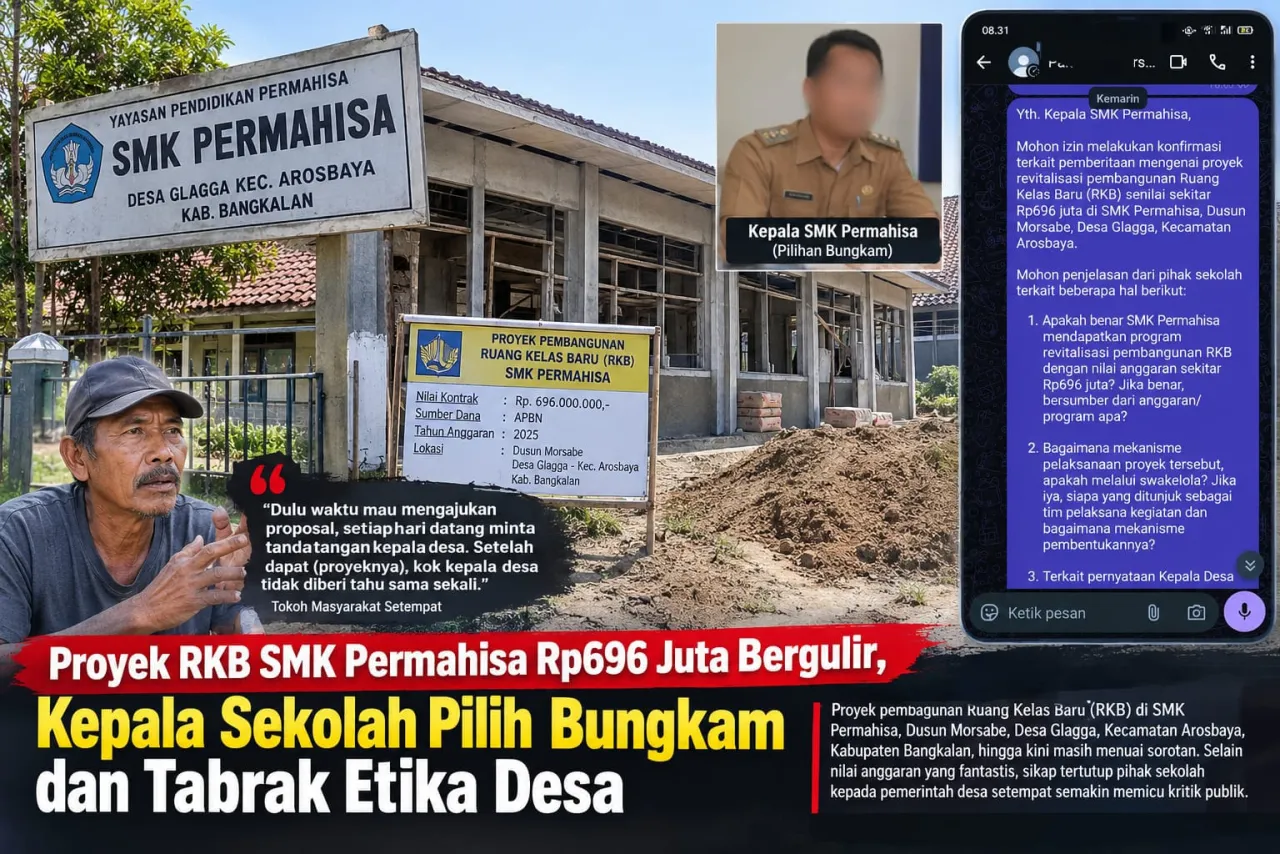 Proyek RKB SMK Permahisa Rp696 Juta Bergulir, Kepala Sekolah Pilih Bungkam dan Tabrak Etika Desa