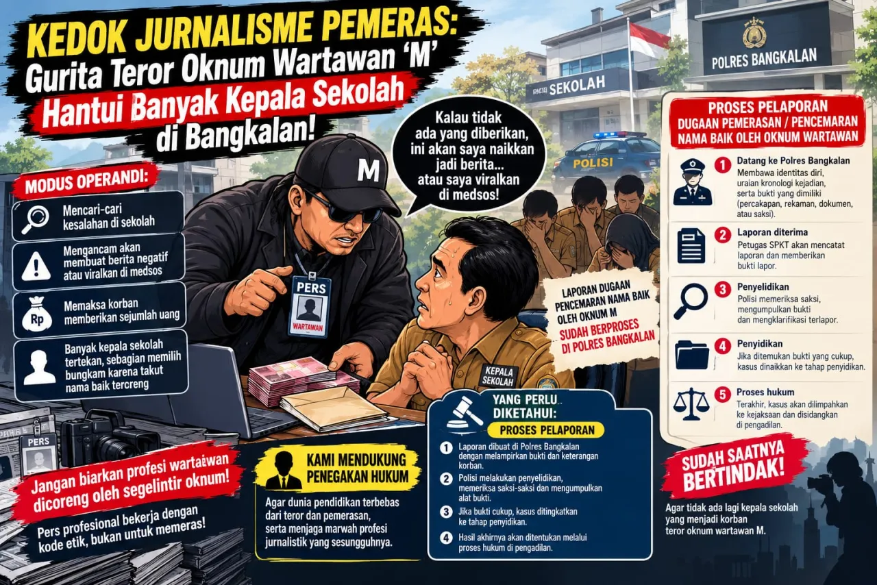 Kedok Jurnalisme Pemeras: Gurita Teror Oknum Wartawan 'M' Hantui Banyak Kepala Sekolah di Bangkalan!