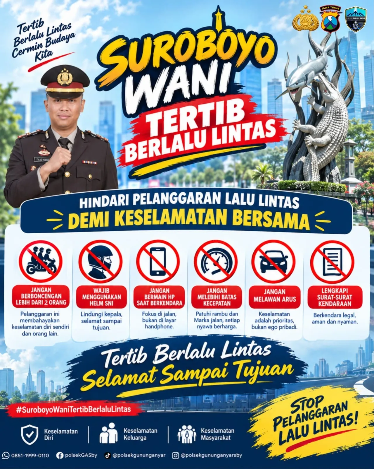 Kapolsek Gunung Anyar Berikan Reward Kunci Ganda Bagi Pengendara yang Tertib Berlalulintas 