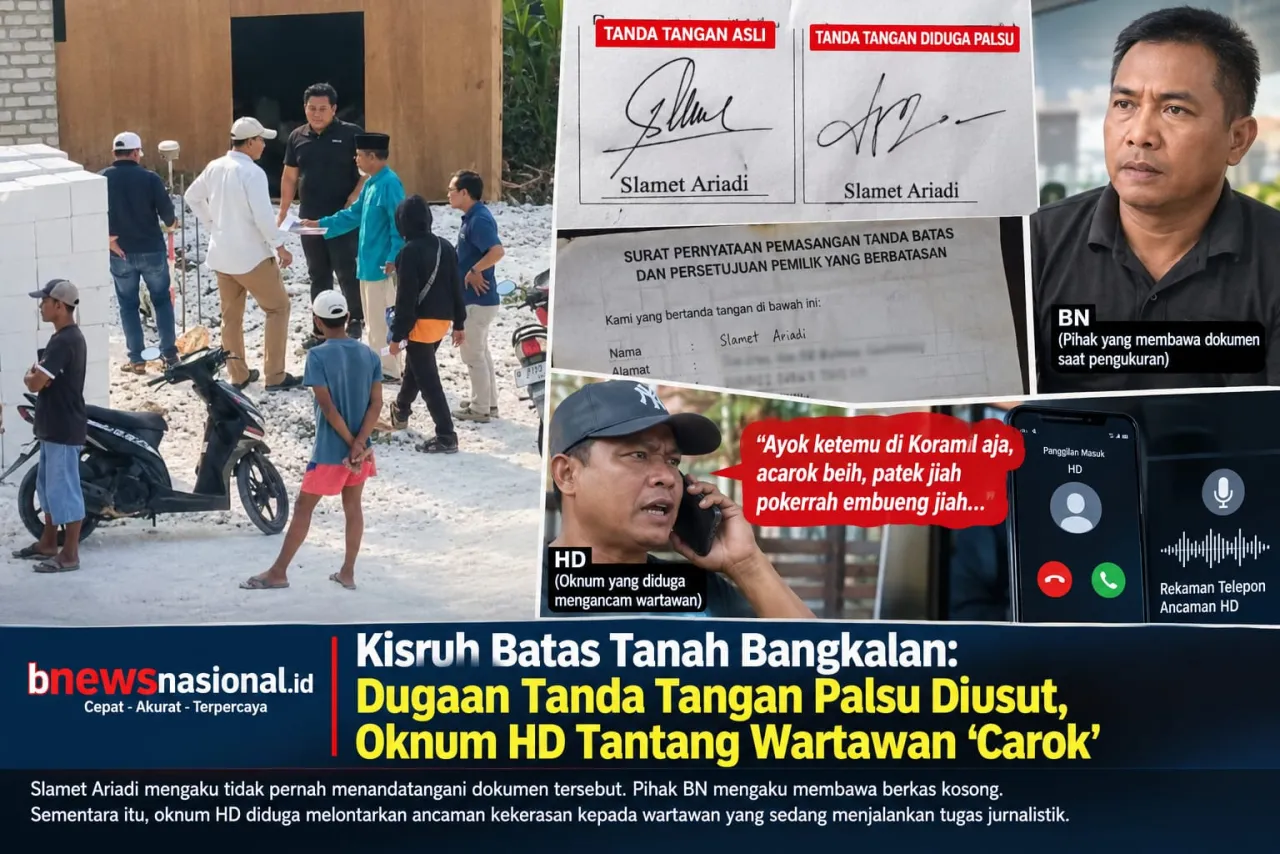 Kisruh Batas Tanah Bangkalan: Dugaan Tanda Tangan Palsu Diusut, Oknum HD Tantang Wartawan 'Carok'