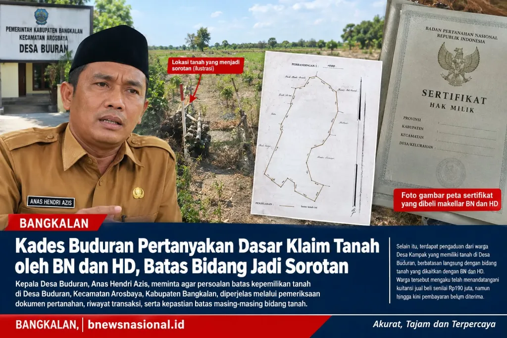 Kades Buduran Pertanyakan Dasar Klaim Tanah oleh BN dan HD, Batas Bidang Jadi Sorotan