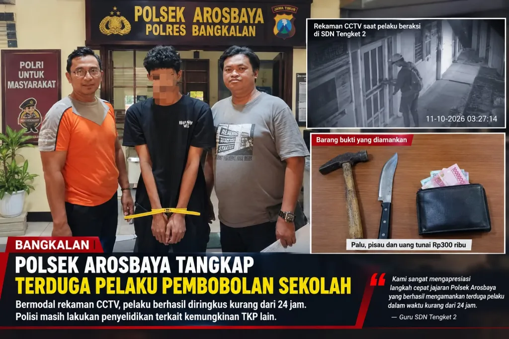 Polsek Arosbaya Tangkap Terduga Pelaku Pembobolan Sekolah di Bangkalan