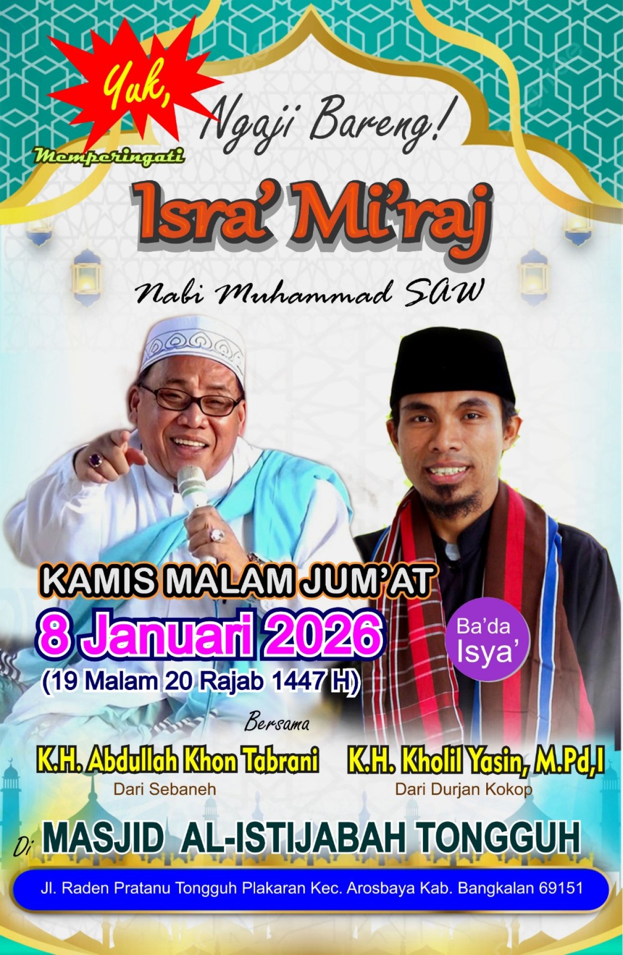 Gotong Royong Jadi Kunci Sukses Peringatan Isra' Mi'raj Masjid Al Istijabah Tongguh