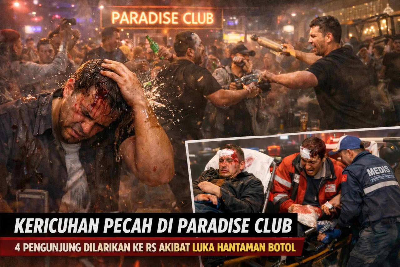 Miras Berujung Horor, 4 Pengunjung Tumbang Dihantam Botol