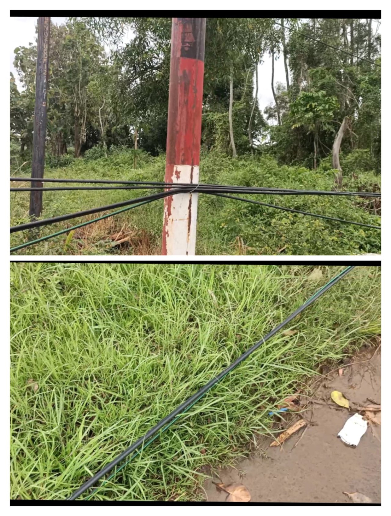 Tak Kunjung Ditindak, Kabel Menjuntai di Perbatasan Makam Agung–Dlemer Arosbaya Masih Ancam Pengguna Jalan