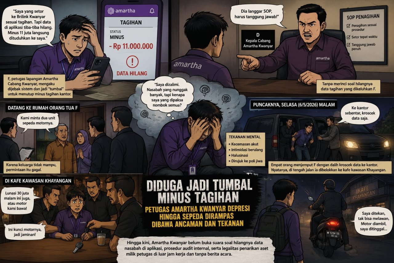Diduga Jadi Tumbal Minus Tagihan, Petugas Amartha Kwanyar Depresi Hingga Sepeda Dirampas dibawa ancaman dan tekanan 