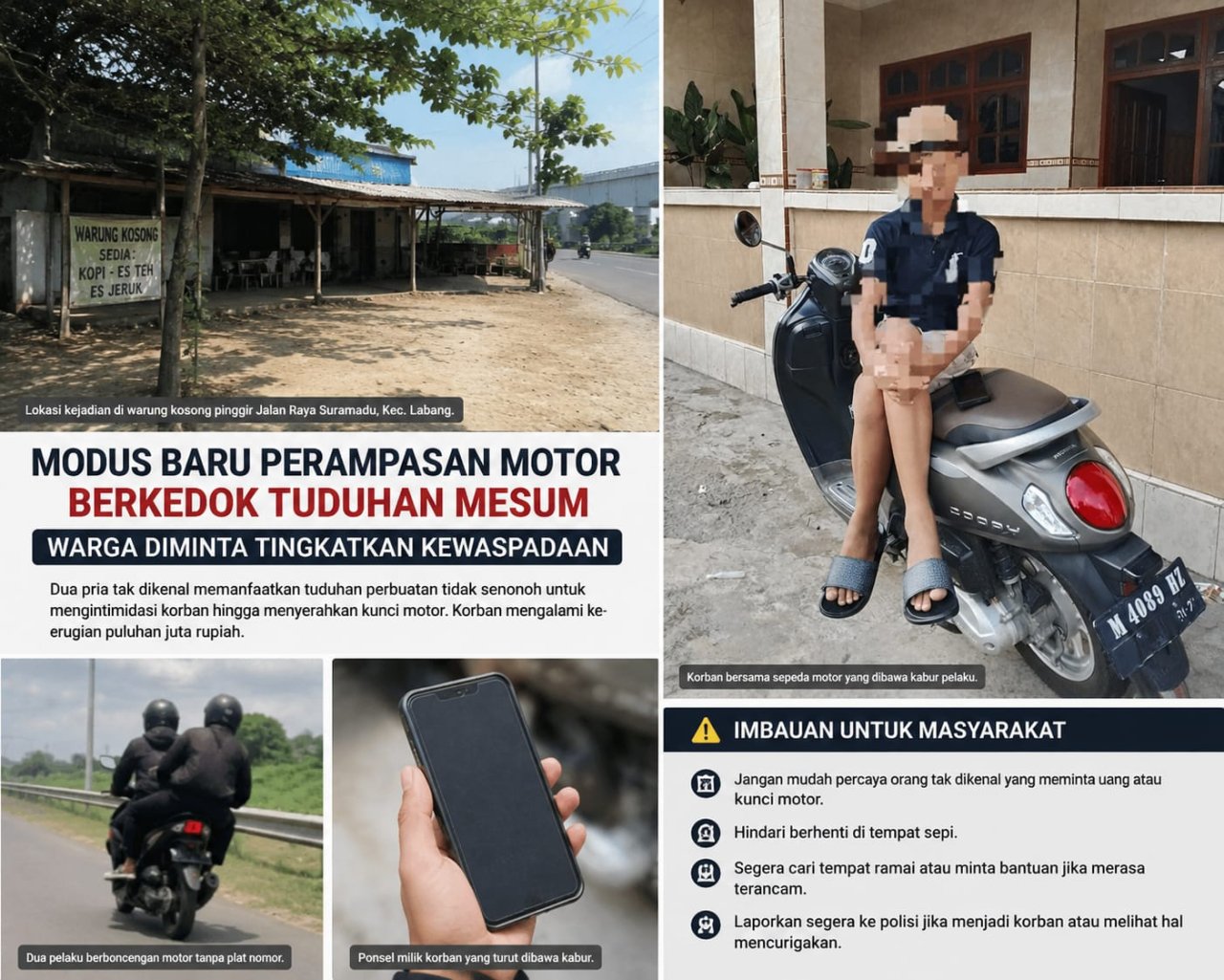Modus Baru Perampasan Motor Berkedok Tuduhan Mesum, Korban Rugi Puluhan Juta