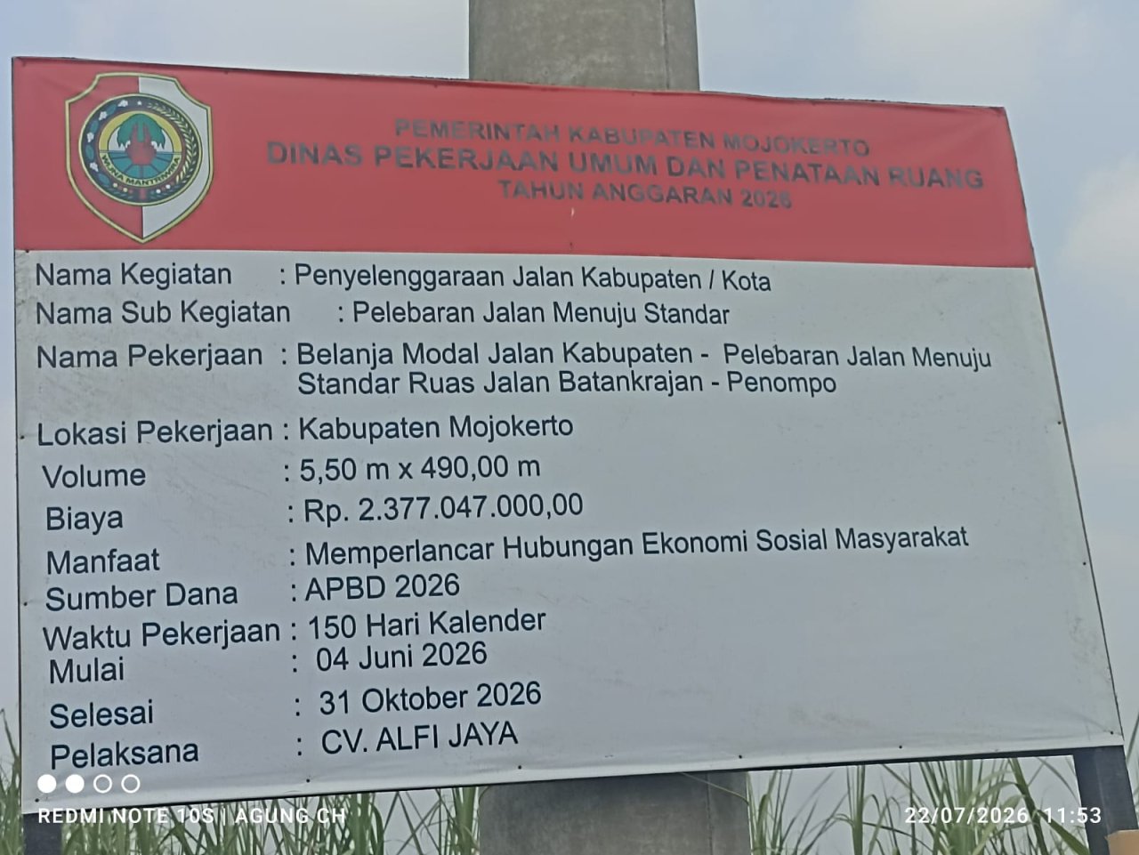 Pelebaran Jalan Batankrajan–Penompo: Langkah Nyata Pemkab Mojokerto Tingkatkan Infrastruktur