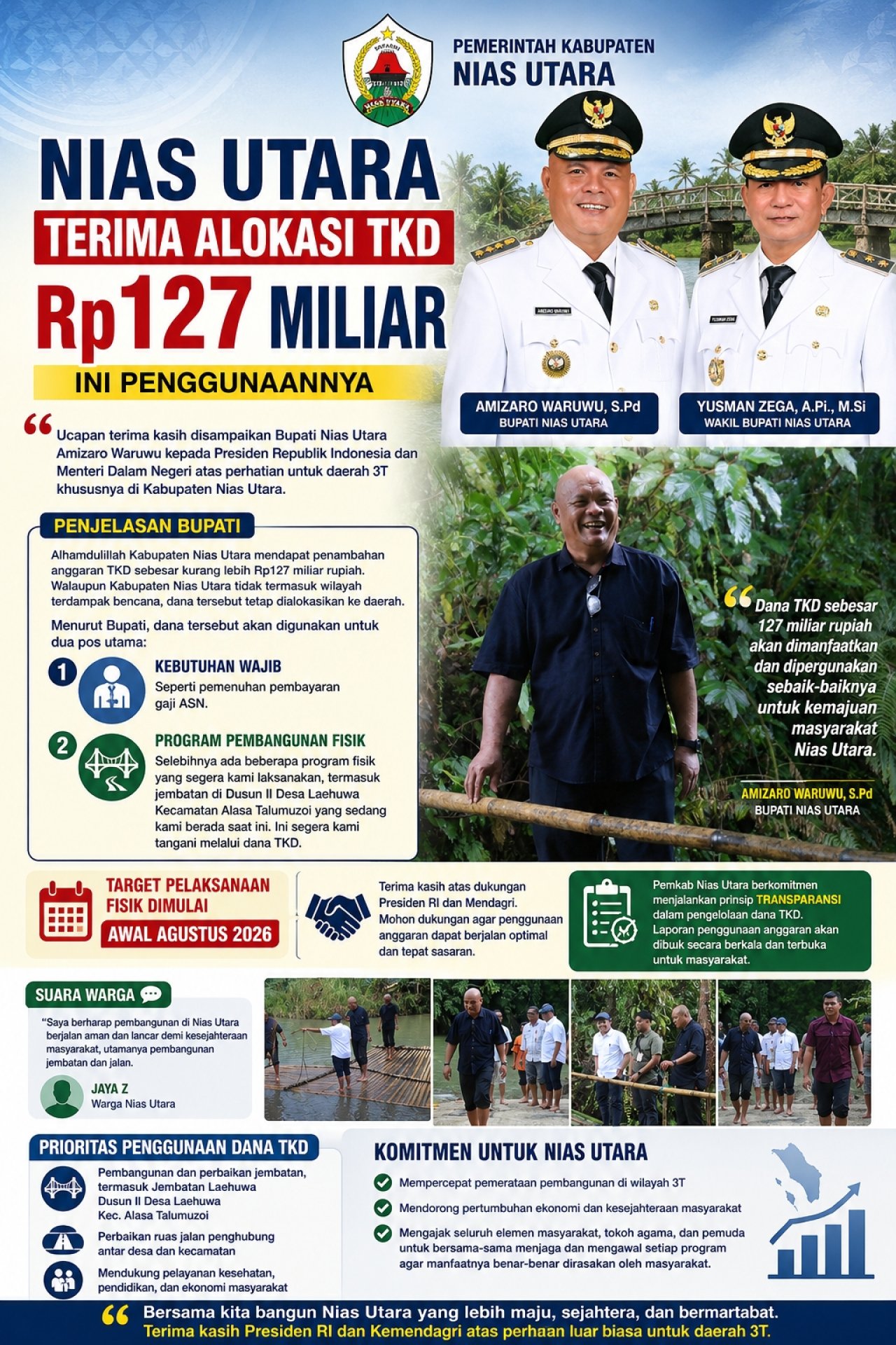 Nias Utara Terima Alokasi TKD Rp127 Miliar, Ini Penggunaannya 