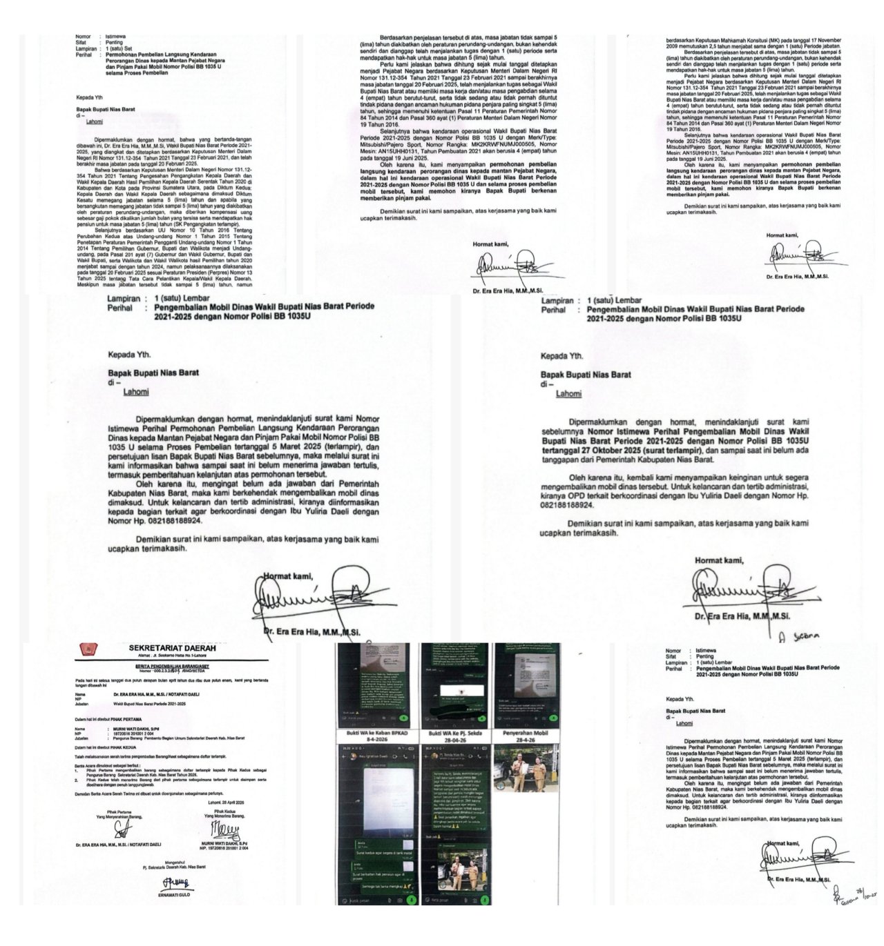 3 Surat & 5 Wa Diabaikan ! Pengakuan Pilu Mantan Pj Bupati Nias Barat Soal Mobil Dinas