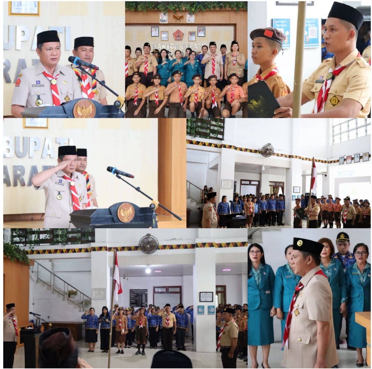 Ket Foto Saat Pemerintah Nias Barat melaksanakan Hut Pramuka di dalam Ruang Kantor Bupati Nias Barat Kamis 14 Agustus 2026.