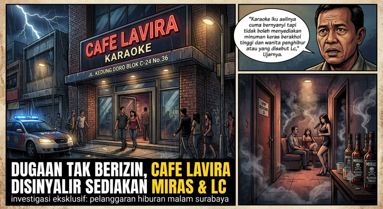Dugaan Tak Berizin, Kafe Lavira di Kedung Doro Disinyalir Sediakan Miras Beralkohol Tinggi dan LC