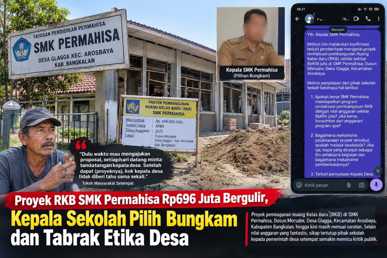 Proyek RKB SMK Permahisa Rp696 Juta Bergulir, Kepala Sekolah Pilih Bungkam dan Tabrak Etika Desa